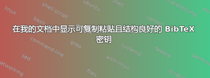 在我的文档中显示可复制粘贴且结构良好的 BibTeX 密钥