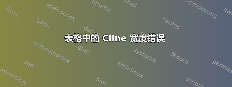 表格中的 Cline 宽度错误