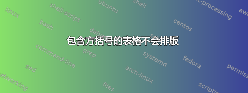 包含方括号的表格不会排版