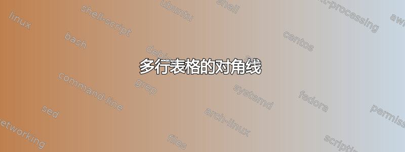 多行表格的对角线