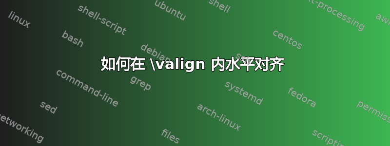 如何在 \valign 内水平对齐