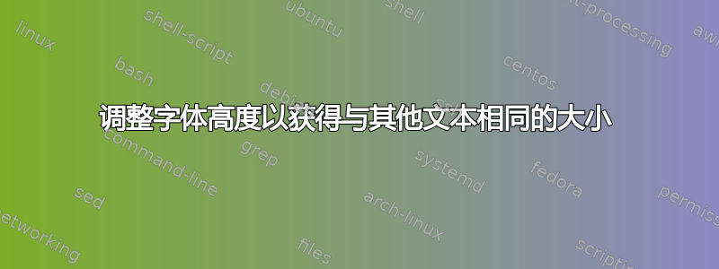 调整字体高度以获得与其他文本相同的大小