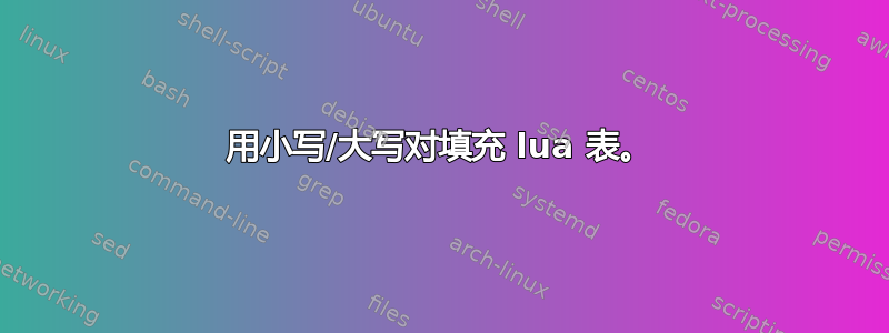 用小写/大写对填充 lua 表。