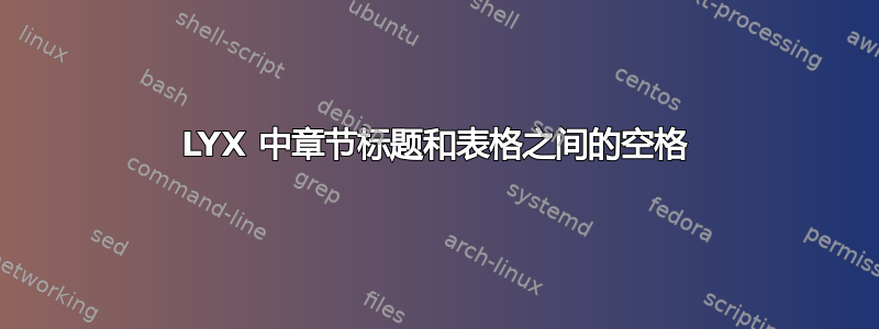 LYX 中章节标题和表格之间的空格