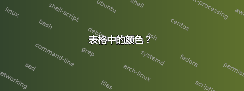 表格中的颜色？