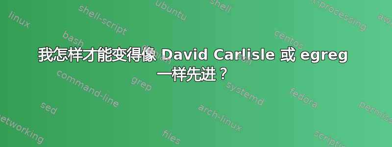 我怎样才能变得像 David Carlisle 或 egreg 一样先进？