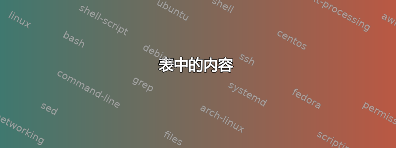 表中的内容