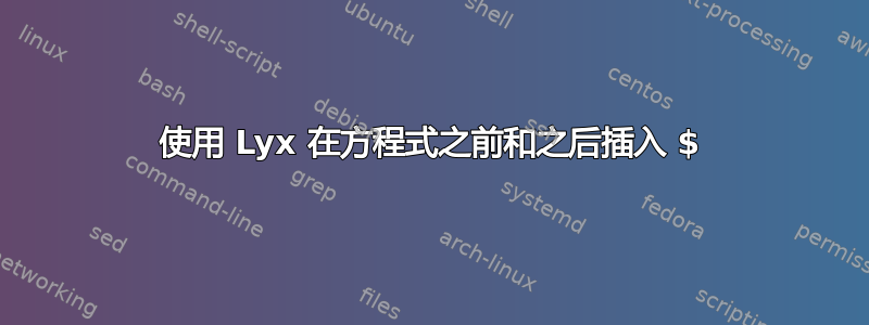 使用 Lyx 在方程式之前和之后插入 $