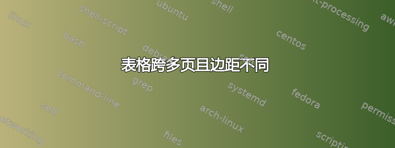 表格跨多页且边距不同