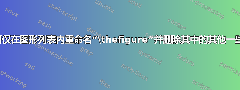 如何仅在图形列表内重命名“\thefigure”并删除其中的其他一些？