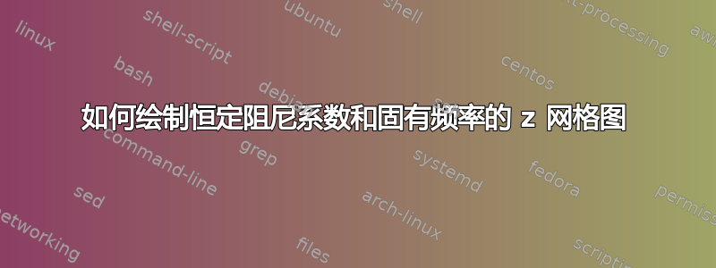 如何绘制恒定阻尼系数和固有频率的 z 网格图