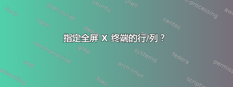 指定全屏 X 终端的行/列？