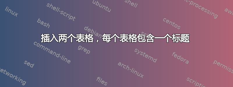 插入两个表格，每个表格包含一个标题