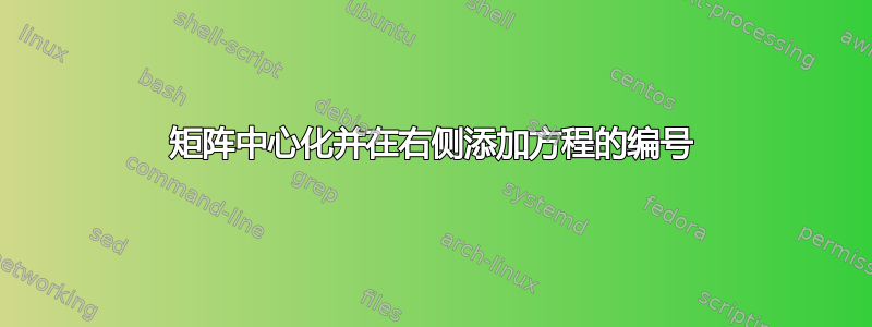 矩阵中心化并在右侧添加方程的编号