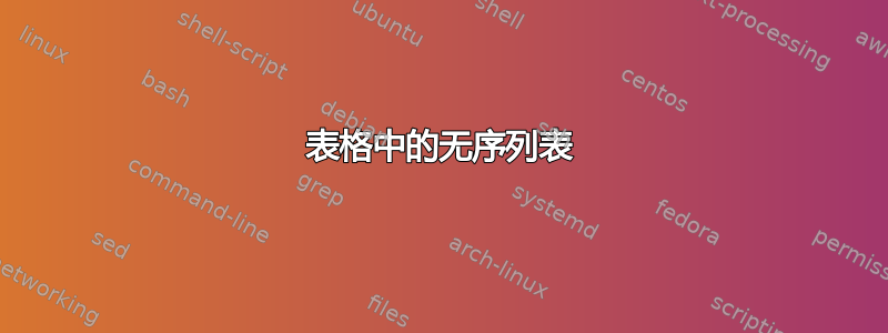 表格中的无序列表