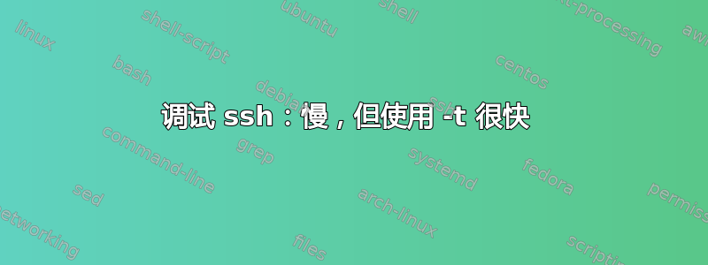 调试 ssh：慢，但使用 -t 很快 