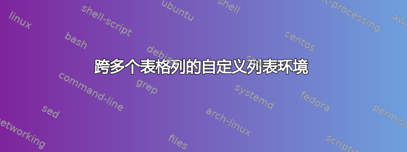 跨多个表格列的自定义列表环境