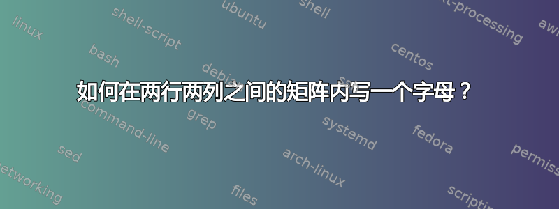 如何在两行两列之间的矩阵内写一个字母？