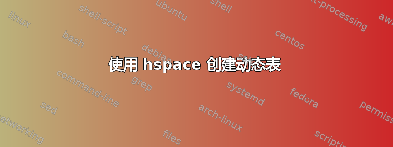 使用 hspace 创建动态表