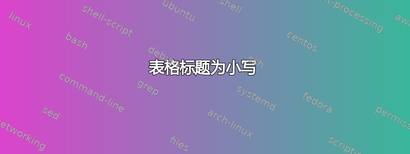 表格标题为小写