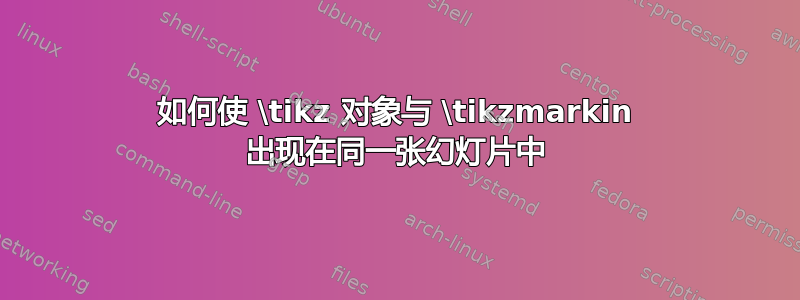 如何使 \tikz 对象与 \tikzmarkin 出现在同一张幻灯片中