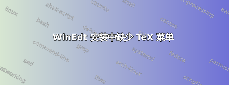 WinEdt 安装中缺少 TeX 菜单