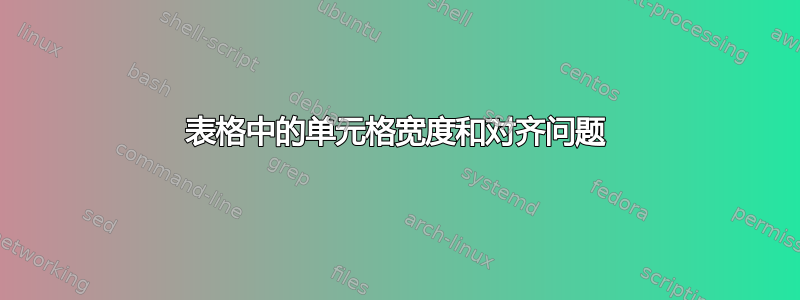 表格中的单元格宽度和对齐问题