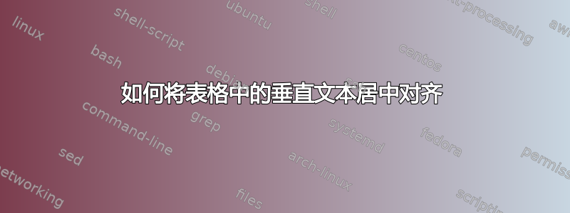 如何将表格中的垂直文本居中对齐