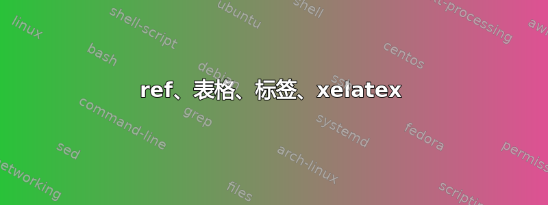 ref、表格、标签、xelatex