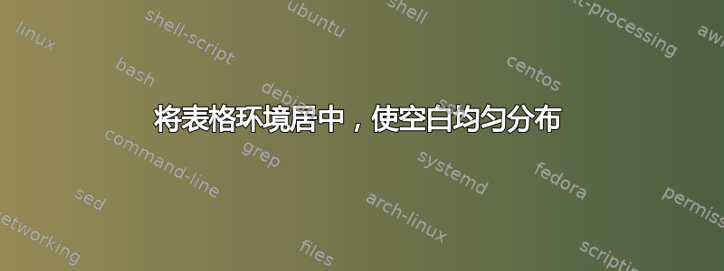 将表格环境居中，使空白均匀分布