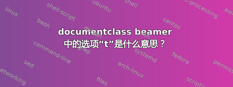 documentclass beamer 中的选项“t”是什么意思？