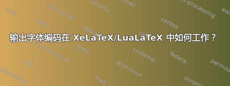 输出字体编码在 XeLaTeX/LuaLaTeX 中如何工作？