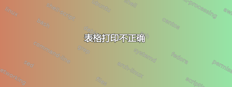 表格打印不正确