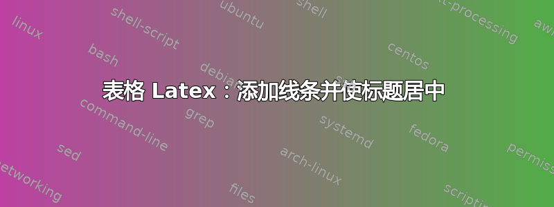 表格 Latex：添加线条并使标题居中