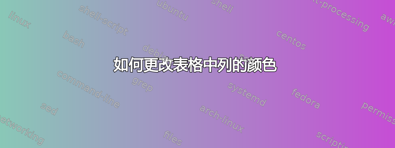 如何更改表格中列的颜色