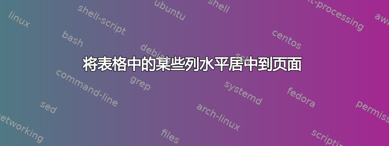 将表格中的某些列水平居中到页面