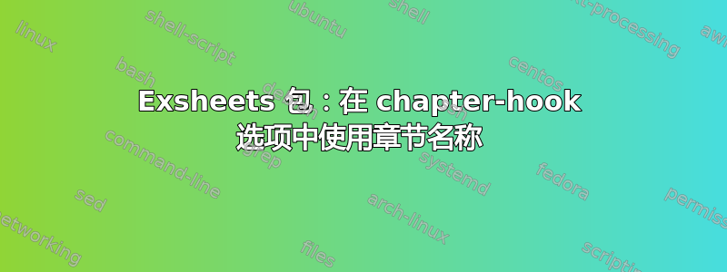 Exsheets 包：在 chapter-hook 选项中使用章节名称