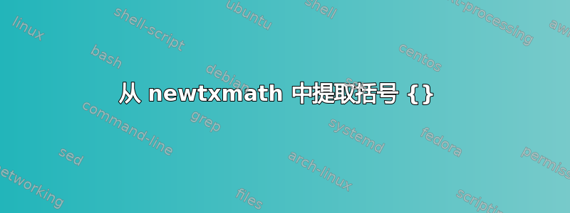 从 newtxmath 中提取括号 {} 