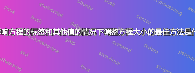 在不影响方程的标签和其他值的情况下调整方程大小的最佳方法是什么？