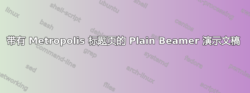 带有 Metropolis 标题页的 Plain Beamer 演示文稿