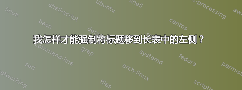 我怎样才能强制将标题移到长表中的左侧？