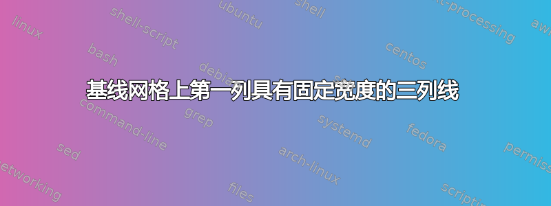 基线网格上第一列具有固定宽度的三列线