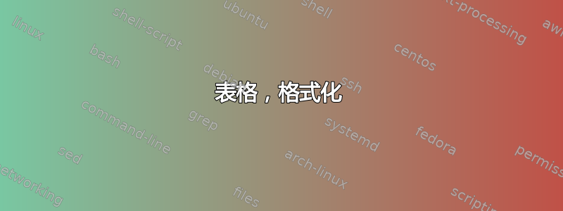 表格，格式化