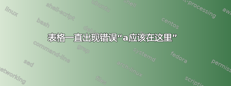 表格一直出现错误“a应该在这里” 