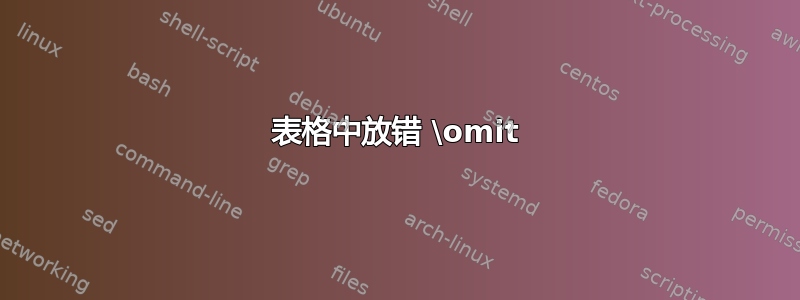 表格中放错 \omit