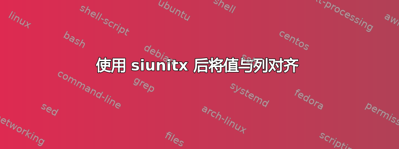 使用 siunitx 后将值与列对齐