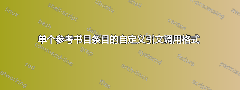 单个参考书目条目的自定义引文调用格式