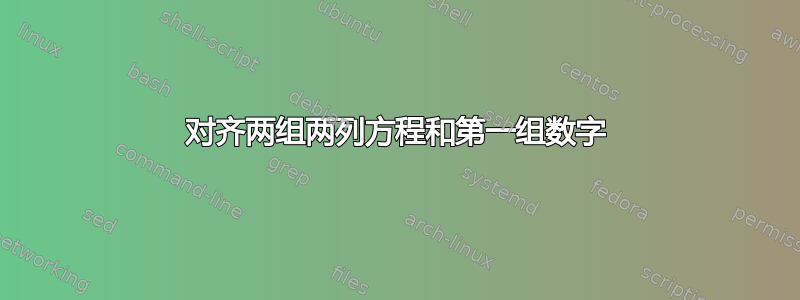 对齐两组两列方程和第一组数字