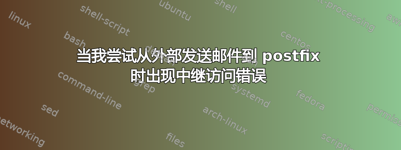 当我尝试从外部发送邮件到 postfix 时出现中继访问错误