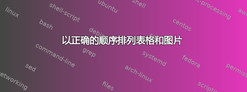 以正确的顺序排列表格和图片